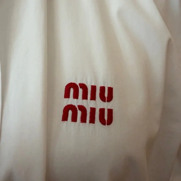 Miu Miu White Dress Shirt with Red Logo - Picture 2 of 5